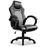 Intimate WM Heart Gaming Stuhl Bürostuhl Gamer Stuhl Drehstuhl Computerstuhl Arbeitsstuhl Schreibtischstuhl Ergonomischer Stuhl Rennstuhl Lederstuhl PC Racing Gaming Stuhl Chefsessel Grau