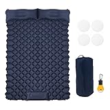 LUFEEMGA 2 Personen Camping Isomatte Doppel Ultraleicht Matratze Wasserdicht Faltbar Schlafmatten mit Kissen für Camping, Picknick,Trekking, und Reisen,200 * 122 * 7 cm(Navyblau)