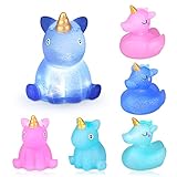 Einhorn Schwimmende Badewannenspielzeug Tier Baden Spielzeug mit Licht Einhorn Wasserspielzeug 6St Duschspielzeug Geschenk für Kinder