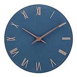 ACCSHINE MDF Holz Wanduhr Ohne TickgeräUsche Lautlos Modern 30cm Quarz Groß Batterie Betriebene Wanduhr Einfach zu Lesen für Zimmer Zuhause KüChe Schlafzimmer BüRo Schule (Blau+Römische Ziffern)