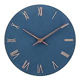 ACCSHINE MDF Holz Wanduhr Ohne TickgeräUsche Lautlos Modern 30cm Quarz Groß Batterie Betriebene Wanduhr Einfach zu Lesen für Zimmer Zuhause KüChe Schlafzimmer BüRo Schule (Blau+Römische Ziffern)