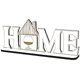 Deko Home Aufsteller Holz - Weinglas - 28x12 cm Holzdeko zum hinstellen Buchstaben Schriftzug Wohnzimmer Tischdeko Dekoration Fensterbank