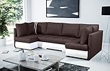 ALTDECOR Ecksofa in U-Form mit Schlaffunktion und Bettkasten mit Gasdruckfeder, Polstercouch Wohnlandschaft rückenecht gepolstert, ideal als Gästebett 288x144x90 cm Braun