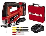 Einhell Akku-Stichsäge TC-JS 18 Li (1x2,5 Ah) Power X-Change (Li-Ion, 18 V, Pendelhubfunktion, Absaugadapter, inkl. 1x 2,5 Ah Akku, Ladegerät und Koffer)
