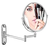 FARUTA Wandmontierter Make-up-Spiegel, doppelseitiger Schminkspiegel, Vergrößerungsspiegel, 360 Grad drehbar, ausziehbarer Arm rund, kein Licht (Farbe: 20,3 cm, Größe: 5x)
