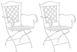CLP 2er Set Eisenstühle Adara im Jugendstil I Outdoor-Stühle mit Armlehnen I Handgefertigte Gartenstühle aus Eisen, Farbe:weiß