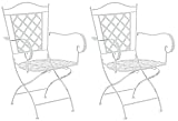 CLP 2er Set Eisenstühle Adara im Jugendstil I Outdoor-Stühle mit Armlehnen I Handgefertigte Gartenstühle aus Eisen, Farbe:weiß
