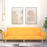 WIFESE Sofa Schlafsofa 2-Sitzer mit 2 Kissen Gelb Stoff Sofa mit Schlaffunktion Schlafcouch mit Schlaffunktion Tagesbett Sofa Kleines Sofabett Schlafsofa DauerschläFer Klappsofa 2,2 m L