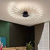 minifair Moderne LED-Deckenleuchte, 28 Köpfe, schwarze Unterputz-Deckenleuchte, Acryl-Lampenschirm-Kronleuchter, für Kinderzimmer, Schlafzimmer, Wohnzimmer, 4000 K neutrales Blumenform-Licht