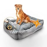 Hossi's Wholesale – wendbares 2in1 Hundebett Fleece + 2 extra Kissen – Hundekörbchen wasserabweisend – Hundekissen mit erhöhten Rändern für kleine bis große Hunde – Made in EU (130 x 105 cm | Grau)