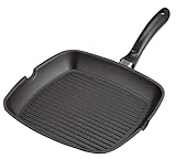 KHG Pfanne Grillpfanne 28 x 28 cm, Induktion, Antihaft | 4,75 cm hoher Rand, 3l Volumen | Bratpfanne aus Aluminium mit Grillrippen, spülmaschinengeeignet