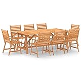 Yolola Sitzgruppe Garten Holz Essgruppe 8 Personen Gartenmöbel Set mit 8 Gartenstuhl Gartenmöbel Essgruppe Gartengarnitur Holz Sitzgarnitur Gartentisch Balkonmöbel Set Balkongarnitur Grau