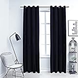 Dioche Verdunkelungsvorhänge, Samt, schwarz, mit Metallringen, blickdicht, Wohnzimmer, modern, mit Ösen, blickdicht, mit Metallösen, für Wohnzimmer Schlafzimmer, 140 x 245 cm, 2 Stück