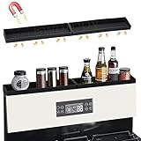 Bworppy Herdplattenregal, magnetisches Küchenregal für Herdplatte, Silikon-Gewürzregal, rutschfest, hitzebeständig, spülmaschinenfest, Herdregal, 76,2 cm Gewürzregal für Küchenherd, Schwarz