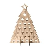 voctapat Kreativer Weihnachtsbaum Kalender Dekoration Weinregal Urlaub Countdown Dekorationen aus Holz Weihnachtskalender für Zuhause Dekor Weinständer für 24 Flaschen