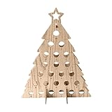 voctapat Kreativer Weihnachtsbaum Kalender Dekoration Weinregal Urlaub Countdown Dekorationen aus Holz Weihnachtskalender für Zuhause Dekor Weinständer für 24 Flaschen