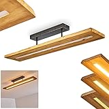 HOFSTEIN LED Deckenleuchte Adak, dimmbare Deckenlampe aus dunkeln Holz und Metall in Dunkelgrau, 27 Watt, 3000 Lumen max, 3000 Kelvin, moderne Zimmerlampe, dimmbar über den Lichtschalter