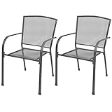 TOYOCC Outdoor-Sitzgelegenheit, Outdoor-Stühle, stapelbare Gartenstühle, 2 Stück, stahlgrau