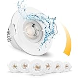 OREiN LED Einbaustrahler 230V Dimmbar & IP65 LED Spots Ultra Flach Deckenstrahler Deckenspots LED 3000K Einbauspots Einbauleuchten 68mm 6.5W 650LM Spotlights für Badezimmer Wohnzimmer Büro 6er Set