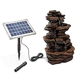 Solar Gartenbrunnen Rock Fountain - extragroßes 5 Watt Solarmodul, Solarpumpe mit Direktbetrieb - 315 x 230 x 475 mm - Springbrunnen Wasserspiel Kaskadenbrunnen Solarbrunnen, esotec 101313