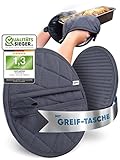 Ofenhandschuhe & Topflappen Handschuh Kombi I 2er Set I extrem hitzebeständig bis 250° C I Baumwolle Waschmaschinen geeignet I Topfhandschuhe zum Kochen & Backen I Topfuntersetzer Küche I Grau Rund