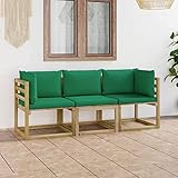 ZEYUAN 3-Sitzer-Gartensofa mit Grünen Kissen, Balkon Möbel, Balkonmöbel, Gartenlounge, Sonneninsel, Garten Möbel, Gartenlounge, Loungemöbel, Outdoor Lounge,