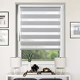 Doppelrollo Klemmfix ohne Bohren 40x120cm(BxH) (Stoffbreite 40cm) Grau, Rollos für Fenster ohne Bohren Blickdicht, Fensterrollo innen kettenzug, Klemmrollo Lichtdurchlässig und Verdunkelnd