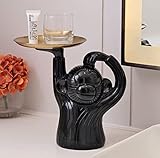 AVFORA Figur Kunst Obstteller Aufbewahrung Kunstharz Skulptur Dekorieren Einfach und Modern Kreativ Licht Tier Teetisch Liebe Dekofiguren (Color : Black)