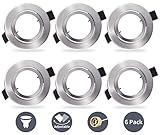 OPPER LED Einbaustrahler 6 Pack GU10 Schwenkbar led Einbauleuchte in Edelstahl gebürstet Optik, Einbaurahmen für LED/Halogen Leuchtmittel Inkl. GU10 Fassung, Rund
