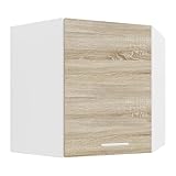 VCM Eckschrank Küchenschrank Hängeschrank Küche Küchenmöbel Esilo Weiß/Sonoma-Eiche