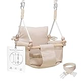 MAMOI® Babyschaukel, Baby schaukel Indoor, Kinderschaukel aus Holz, Holzschaukel für Kinder, Schaukeln für türrahmen, Swing, Kleinkinderschaukel ab 1 Jahr für Kinderzimmer