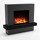 GLOW FIRE Hera Elektrokamin mit Heizung (1500 W) und 3D Multi Color Farbwechsler| Elektrischer Standkamin mit Knisterfunktion, Heizlüfter & Fernbedienung, Schwarz