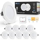 Eande LED Einbaustrahler 230V 5W IP44 Ø98mm, 3 Lichtfarben Einstellbar Kaltweiß 6500K/Warmweiß 3000K/Neutralweiß 4000K, LED Spots Ultra Flach 25mm 450lm Einbauleuchten Weiß Bad, Loch Ø75-85mm 10er Set