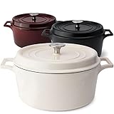KIVY Emaillierter Gusseisen Topf [5.2l - 26cm] - Für alle Herdarten und Induktion - Cocotte Gusseisen Bräter mit Deckel backofengeeignet - Schmortopf Gusseisen - Bräter Gusseisen Bratentopf