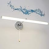 LED-Spiegel-Frontleuchte für Badezimmer – dimmbare Badezimmerlampe mit Schalter, wasserdichte Make-up-Beleuchtung, Edelstahl-Wandleuchte, Waschtischbeleuchtung, Innen-Toilettenschrank mit Beleuchtu