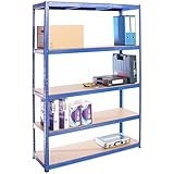 G-Rack Schwerlastregal | 5-stöckiges Regal (175KG/Regalbrett), 875KG Kapazität | 5 Jahre Garantie | 180x120x40 cm - Blau
