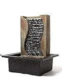 SEINHIJO Zimmerbrunnen Kaskade mit LED Beleuchtung Wasserfall Tisch Büro Brunnen Innen Außen Wasserspiel Terrasse Drehender Kugel Dekor 27cm