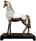 HANDIYA Skulptur Handwerkliche Pferd Statue Handwerk Harz Imitation Bronze Krieg Pferd Kleine Skulptur Ornamente Home Handgemachte Wohnzimmer Schreibtisch Dekoration Geschenke (Color : B)