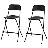 Klappstuhl aus Metall, Küchenstühle, Tresenstuhl, Bürohocker, Bistrohocker, Belastbar bis 100kg (Color : Black, Size : 74cm/29in)