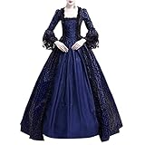 Zldhxyf Mittelalter Kleidung Damen Faschingskostüme Kurzarm Gothic Kleider Kleidung bodenlang Cosplay Prinzessin Frauen Spitze Retro-Party Frauenkleid Obi Wan Kenobi Kostüm Erwachsene Männer Cosplay