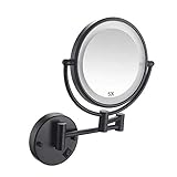Wandmontierter Badezimmerspiegel mit 5-facher Vergrößerung, LED-beleuchteter 8-Zoll-Schminkspiegel, doppelseitiger, um 360 ° schwenkbarer, ausziehbarer Kosmetikspiegel, Weißlicht, Einstecken ( Color :