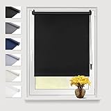 Eurohome Verdunkelungsrollo Thermo Rollo 80x160cm (Stoffbreite 76 cm) Schwarz Klemmfix ohne Bohren mit gleichfarbige Beschichtung Seitenzugrollo Oeko-TEX Standard 100 Klemmrollo für Fenster & Tür