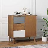 Youuihom Wohnzimmer-Sideboard, Bodenschränke, Konsolenschränke, Geeignet für Bars, Küchen, Wohnzimmer, Esszimmer, Cafés, Sideboard Braun 76,5x40x80 cm Massivholz Kiefer