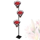 zktoermn Blumenständer Pflanzenhalter, Unterstützung Für Mehrschichtige Bouquets Abnehmbarer Blumenständer 360° Drehbarer Blumenhalter Höhenverstellbar (Farbe : Schwarz, Größe : 18.5x18.5x76.5cm)