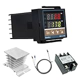PID Digital Temperaturregler REX-C100, 0 ℃ ~ 1300 ℃ Intelligente Temperaturregler Kits, AC 110V-240V, Digital PID Thermostat mit Halbleiterrelais SSR-40DA, K-Typ Thermoelement und Kühlkörper