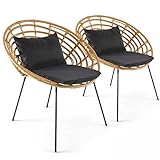 Set mit 2 runden Stühlen aus Polyrattan