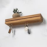AE Günther® Schlüsselbrett Holz mit Ablage - Schlüsselboard mit Magnet - Schlüsselhalter Key Organizer Wand Aufbewahrung Wall (Mit Magnet)