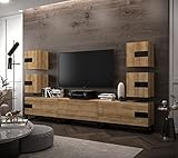 Furnitech Future C95 Modernes Wohnzimmer Wohnwand Wohnschrank Schrankwand Mediawand Möbel MATT (LED weiß, C95-22DZ-FB-M6-1C)