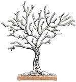 Brandsseller Deko-Aufsteller Lebensbaum Dekobaum Aluminium ca. 32,5 x 34,5 cm auf Mangoholz-Sockel