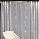 EASYHomefashion Hochwertige Fertiggardine Voile Store Deko Schal mit Stickerei Faltenband Bleiband Lorina Weiss 295 x 900 cm (HöhexBreite)